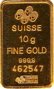 10 gram (0.3215 troy ounce) 999.9 Gold Bar 10 gram (0.3215 troy ounce) 999.9 Gold Bar